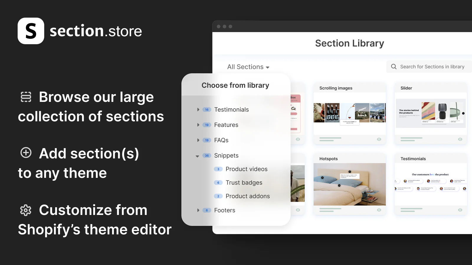 Sections Store (Theme Customization App)